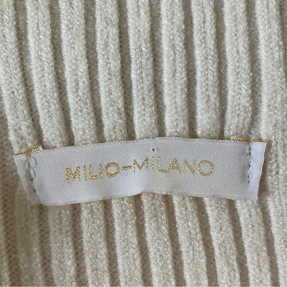 Milio Milano Sleeveless Ribbed Knit Top NWOT Mock Neck In Ivory Cream - Picture 6 of 7